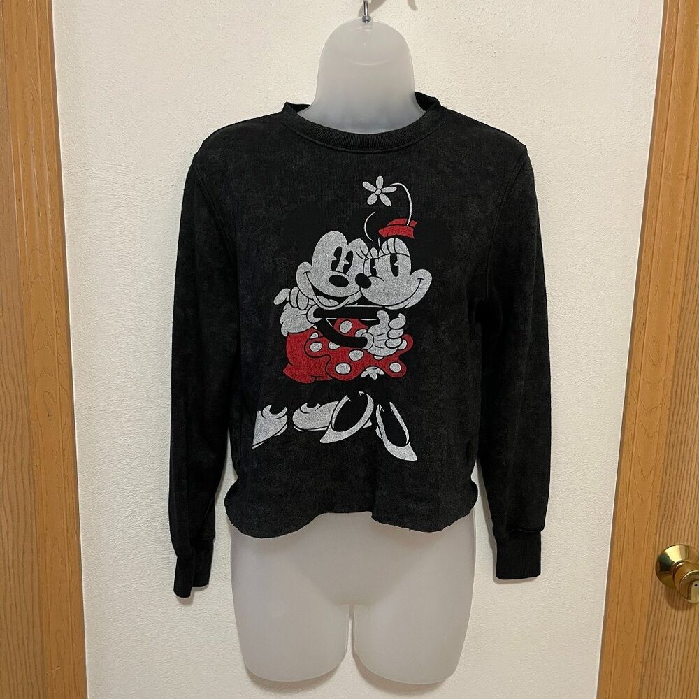 Disney Mickey Mouse & Minnie Mouse Cropped Crewneck Sweatshirt (X-Small)